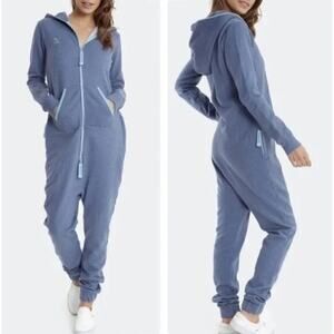 Onepiece Onesie Zipper Hooded Jumpsuit Women's Blue Size XS